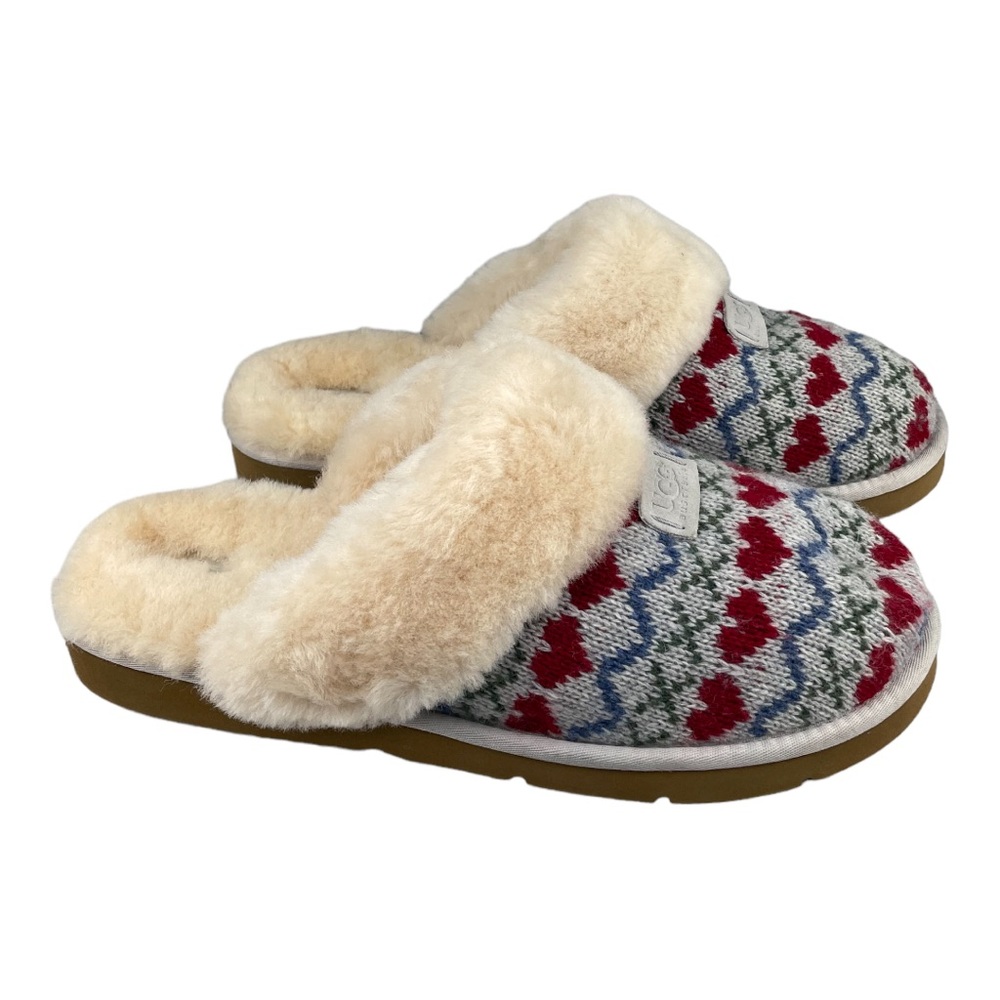 New UGG Cosy Knit Heart Printed Sheepskin Slippers, Grey is no longer Sz 12 …